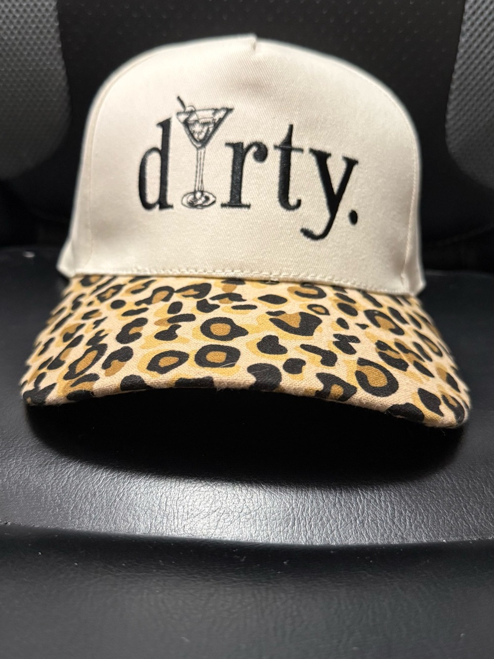'Dirty.' Embroidered Leopard Brim Trucker Hat